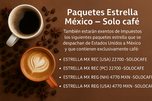 Imagen de Paquete Recompra Estrella Eternal Mexico GIFT CARD (Despacho USA) 1261 USD 22700 MXN - SOLO CAFE