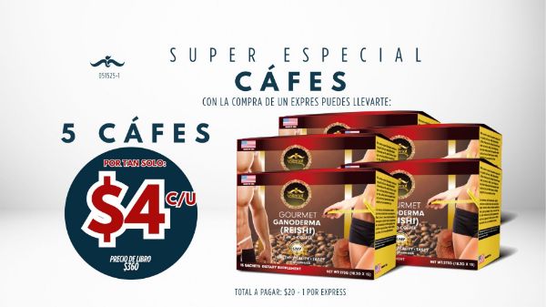 Imagen de Promocion 051525-1 (1 E): Especial de 5 Cafes para USA