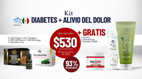 Imagen de Promocion 062625-3 (1 E): Kit Diabetes + Alivio del Dolor (Mexico)